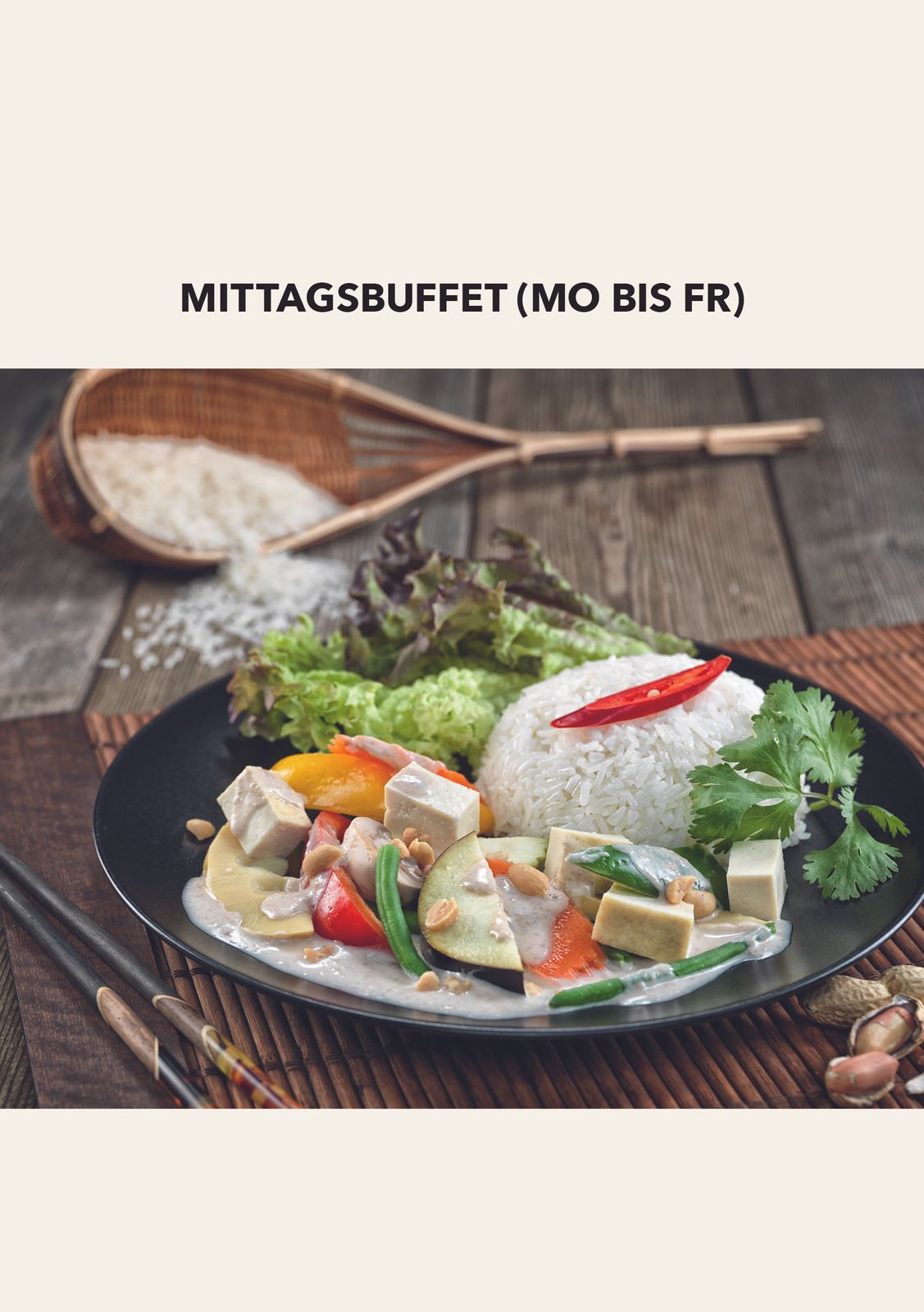 Mittagsbuffet bei Nón Lá Spalenbrunnen – Curry mit Reis